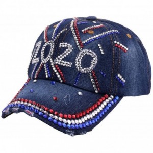 Baseball Caps Fashion Women Bling Studded Rhinestone Crystal Love Lips Baseball Caps Hats - Blue 2 - CY19038OKRW $21.55