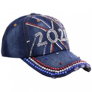 Baseball Caps Fashion Women Bling Studded Rhinestone Crystal Love Lips Baseball Caps Hats - Blue 2 - CY19038OKRW $21.55