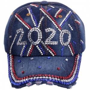 Baseball Caps Fashion Women Bling Studded Rhinestone Crystal Love Lips Baseball Caps Hats - Blue 2 - CY19038OKRW $21.55