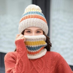 Skullies & Beanies Winter Fleece Lined Knit Hats Hood Scarf for Women Warm Beanie with Pom Pom - Beige - C718LXQ0NCA $13.94