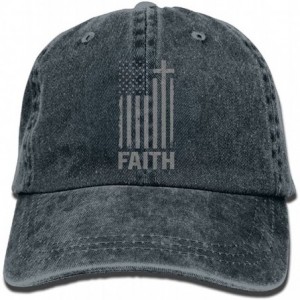 Baseball Caps Christian Distressed White USA Flag Vintage Adjustable Baseball Caps Jeans Sun Hat - Navy - C8188N55MYX $9.51