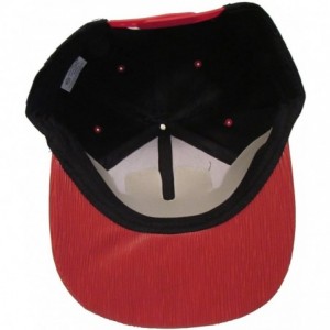 Baseball Caps Premium Flat Bill Cotton Snapback with Textured PU Leather Bill - Black/Red - C311NF10EYF $9.60