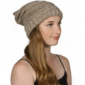 Skullies & Beanies Trendy Oversized Chunky Soft Beanie - Taupe - CK12M1RC5V3 $9.10