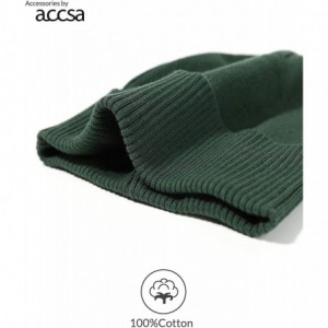 Skullies & Beanies Men Classic Beanie Warm Winter Soft 100% Cotton Knit Cuff Hat - Forest Green - CG194QZ2S4R $14.05