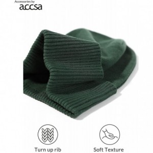 Skullies & Beanies Men Classic Beanie Warm Winter Soft 100% Cotton Knit Cuff Hat - Forest Green - CG194QZ2S4R $14.05