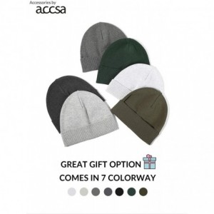 Skullies & Beanies Men Classic Beanie Warm Winter Soft 100% Cotton Knit Cuff Hat - Forest Green - CG194QZ2S4R $14.05