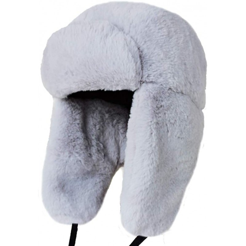 Skullies & Beanies Women Faux Fur Snow Trapper Hat with Ear Flap for Skiing Head - Grey - CU18K3EAR8T $22.95