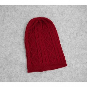 Skullies & Beanies Women Cable Knit Beanie Winter Warm Crochet Hats Chunky Stretch Ski Cap - Jujube Red - CE186QTN2R8 $8.68