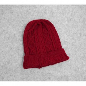 Skullies & Beanies Women Cable Knit Beanie Winter Warm Crochet Hats Chunky Stretch Ski Cap - Jujube Red - CE186QTN2R8 $8.68