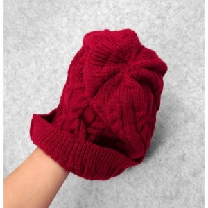 Skullies & Beanies Women Cable Knit Beanie Winter Warm Crochet Hats Chunky Stretch Ski Cap - Jujube Red - CE186QTN2R8 $8.68