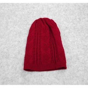 Skullies & Beanies Women Cable Knit Beanie Winter Warm Crochet Hats Chunky Stretch Ski Cap - Jujube Red - CE186QTN2R8 $8.68
