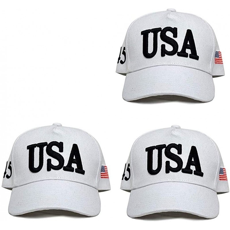 Baseball Caps Make America Great Again Hat [3 Pack]- Donald Trump USA MAGA Cap Adjustable Baseball Hat - Usa White - CP18R9WW...