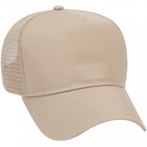 Baseball Caps Cotton Blend Twill 5 Panel Pro Style Mesh Back Trucker Hat - Khaki - CV180D5Q2W4 $21.96