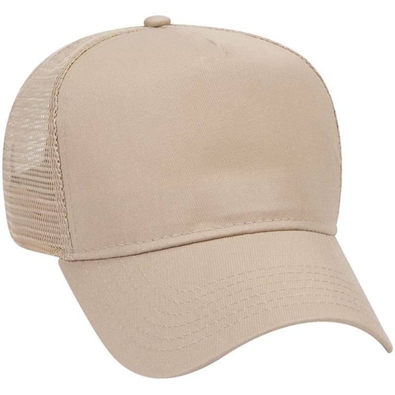 Baseball Caps Cotton Blend Twill 5 Panel Pro Style Mesh Back Trucker Hat - Khaki - CV180D5Q2W4 $11.87