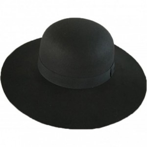 Fedoras Women's Felt Floppy Hat with Black Grograin Band - Black - C312N159ZD8 $11.66