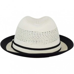 Fedoras Men Noah Braided Fedora - White/Black - CA17YT5955D $33.22