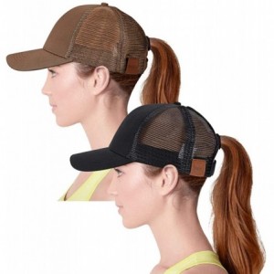Baseball Caps High Ponytail Baseball Hats for Women-Sun Messy High Bun Hat Adjustable and Mesh Trucker Baseball Cap - CW18REL...