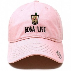 Baseball Caps Boba Life Baseball Cap Embroidered Dad Hat Quality Headgear - Light Pink - CD18TAHWQYU $13.12