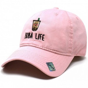 Baseball Caps Boba Life Baseball Cap Embroidered Dad Hat Quality Headgear - Light Pink - CD18TAHWQYU $13.12