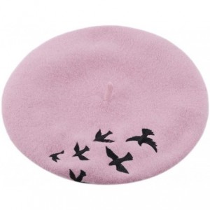 Berets Pattern Embroidered Embroidery Vintage - Pink - CG18OMDHGSN $10.70