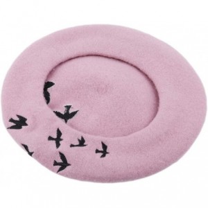 Berets Pattern Embroidered Embroidery Vintage - Pink - CG18OMDHGSN $10.70