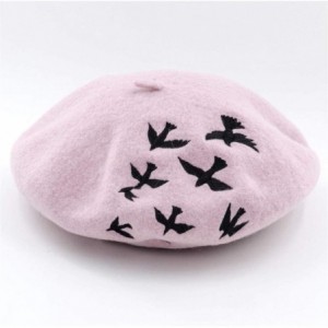 Berets Pattern Embroidered Embroidery Vintage - Pink - CG18OMDHGSN $10.70