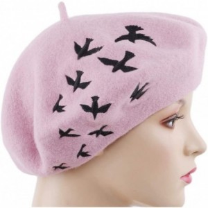 Berets Pattern Embroidered Embroidery Vintage - Pink - CG18OMDHGSN $10.70