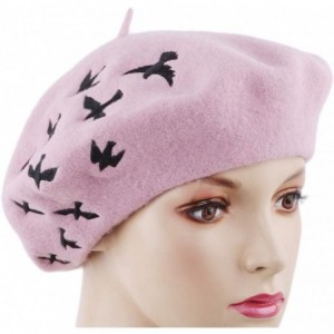 Berets Pattern Embroidered Embroidery Vintage - Pink - CG18OMDHGSN $10.70