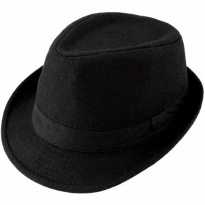 Fedoras Unisex Classic 20s Manhattan Cotton Twill Herringbone Trilby Fedora Hat with Band Casual Jazz Wool Cap - Black - CE18...