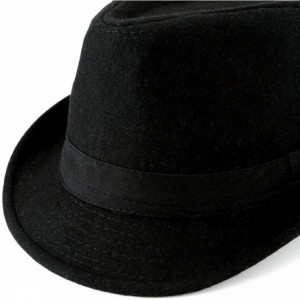 Fedoras Unisex Classic 20s Manhattan Cotton Twill Herringbone Trilby Fedora Hat with Band Casual Jazz Wool Cap - Black - CE18...