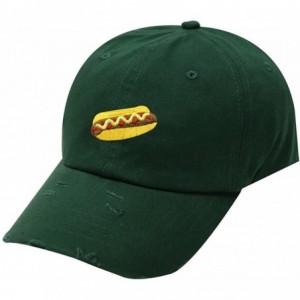 Baseball Caps Hotdog Cotton Baseball Dad Caps - Qv440 Ripped Green - CQ18ES0GY8G $25.72