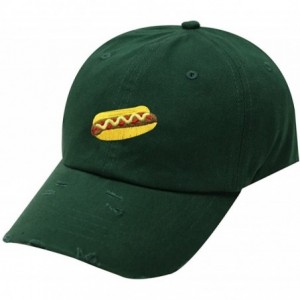 Baseball Caps Hotdog Cotton Baseball Dad Caps - Qv440 Ripped Green - CQ18ES0GY8G $11.80