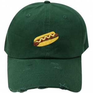 Baseball Caps Hotdog Cotton Baseball Dad Caps - Qv440 Ripped Green - CQ18ES0GY8G $11.80