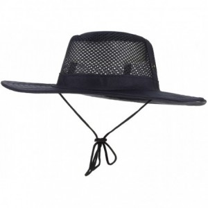 Sun Hats Men's Wide Brim Summer Breathable Hat Outdoor Boonie Sun Hat - Navy - CH18Q6LLUU5 $10.23