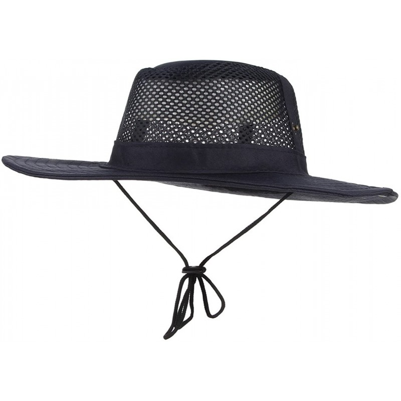 Sun Hats Men's Wide Brim Summer Breathable Hat Outdoor Boonie Sun Hat - Navy - CH18Q6LLUU5 $10.23