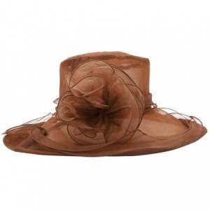 Sun Hats Kentucky Derby Hats Women Organza Church Hat for Wedding Tea Party MZW0099 - Coffee - CH18CG5GMEI $14.89