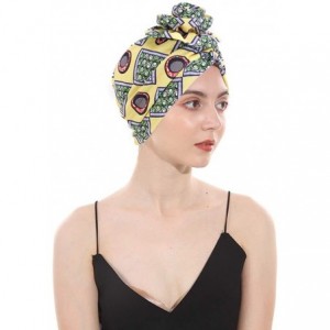 Skullies & Beanies New Women's Cotton Flower Elastic Turban Beanie Pre-Tied Bonnet Chemo Cap Hair Loss Hat - New Yellow - CI1...