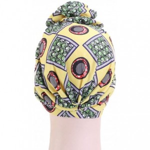 Skullies & Beanies New Women's Cotton Flower Elastic Turban Beanie Pre-Tied Bonnet Chemo Cap Hair Loss Hat - New Yellow - CI1...