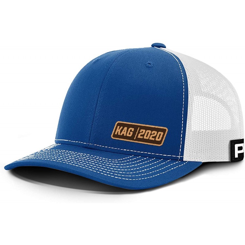 Baseball Caps KAG Leather Patch Back Mesh Hat - Royal Blue / White Mesh - CF18XDRG6GG $24.63