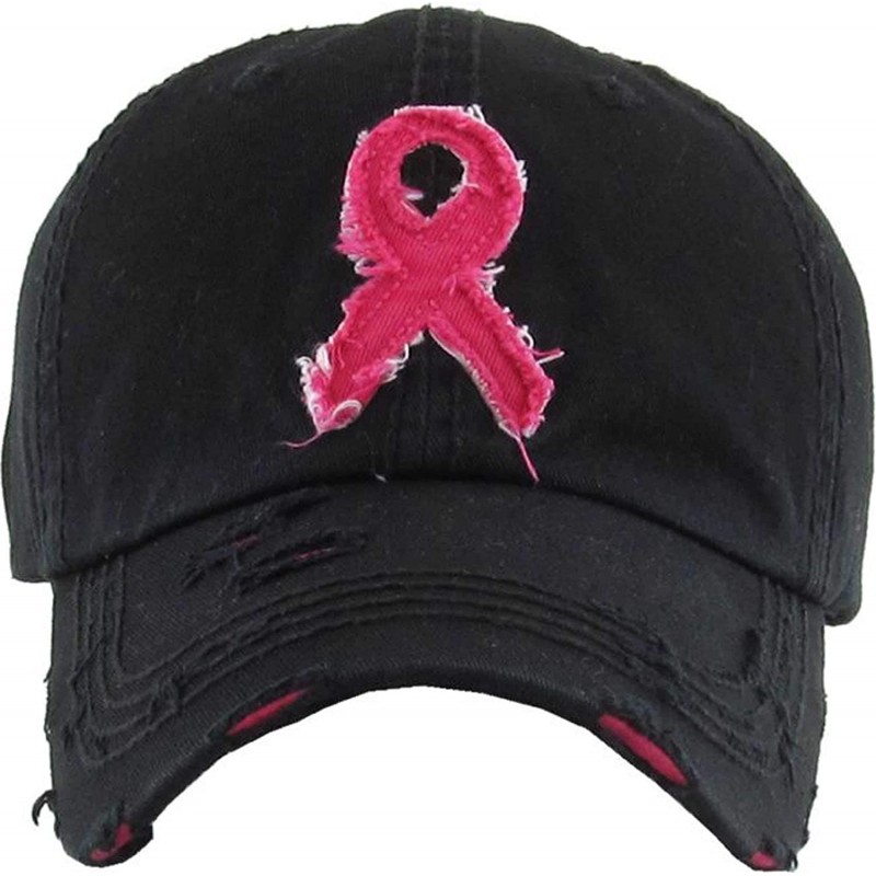 Baseball Caps Pink Ribbon Women's Awareness Vintage Baseball Cap - Black - CU18WHA7KE2 $14.14
