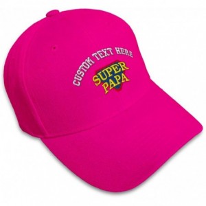 Baseball Caps Custom Baseball Cap Super Papa Embroidery Dad Hats for Men & Women Strap Closure - Hot Pink - CA18SDK996U $16.15