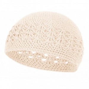 Skullies & Beanies Knitted Head Beanie Hand Crocheted - Cream - CU111HRXM8J $8.50