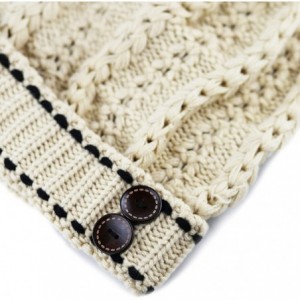 Skullies & Beanies 1000CMH-Women's Knit Beanie with Buttons and Pom Pom Winter Hat - Ivory - CV125WGK3MD $8.49