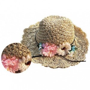 Sun Hats 1PC Vintage Raffia Straw Hats Floppy Wide Large Sun Hat Solid Fringe Wide Brim Beach Hats for Women - Beige-1 - C218...