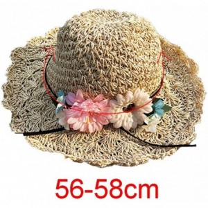 Sun Hats 1PC Vintage Raffia Straw Hats Floppy Wide Large Sun Hat Solid Fringe Wide Brim Beach Hats for Women - Beige-1 - C218...