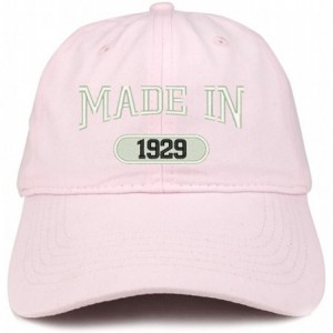 Baseball Caps Made in 1929 Embroidered 91st Birthday Brushed Cotton Cap - Light Pink - CH18C9HO4E9 $15.76