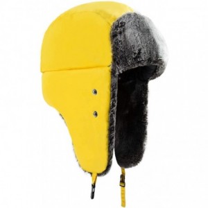 Bomber Hats Winter Trapper Hat for Men Women Ushanka Trooper Ear Flap with Windproof Mask - Yellow - C3193G296YK $25.52