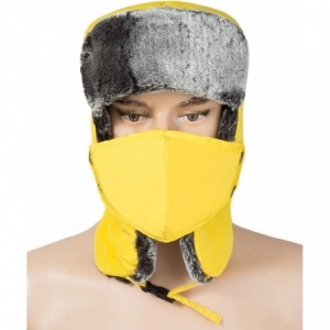 Bomber Hats Winter Trapper Hat for Men Women Ushanka Trooper Ear Flap with Windproof Mask - Yellow - C3193G296YK $10.14