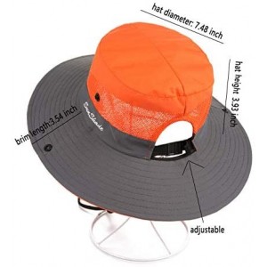 Sun Hats Women's Summer Sun UV Protection Hat Foldable Wide Brim Boonie Hats with Ponytail Hole - Orange - CM18SZ0EWCG $9.22