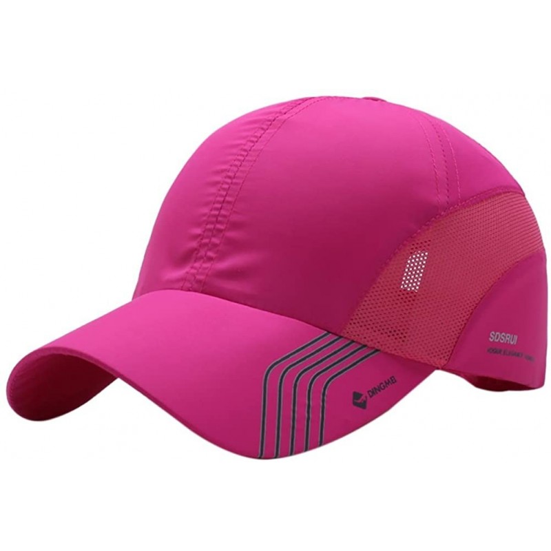 Baseball Caps Baseball Cap Men Women Quick Dry Mesh Adjustable Breathable Outdoor Sun Hats - Rose Red - CY18EAA9UGG $9.57